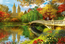 Premium Puzzles Bow Bridge Central Park 1000 pc Jigsaw Puzzle, GUC