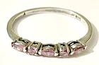 Vintage Sterling Silver 925 Thin Band Ring with Pink Gemstones Size 11.