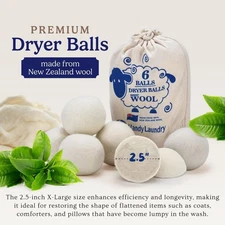 Handy Laundry Natural Fabric Softener Wool Dryer Balls - Pack of 6