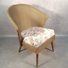 Vintage Rattan Wicker Tub Chair Mid Century Retro Lloyd Loom Style Armchair Gold