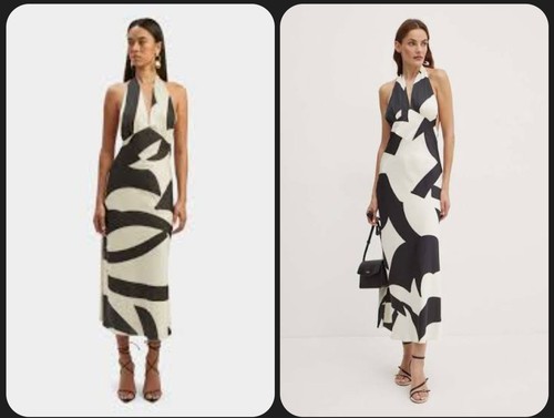 Anthropologie Bardot Citron Midi Dress in Black & Ivory XXL/12 - Picture 2 of 3