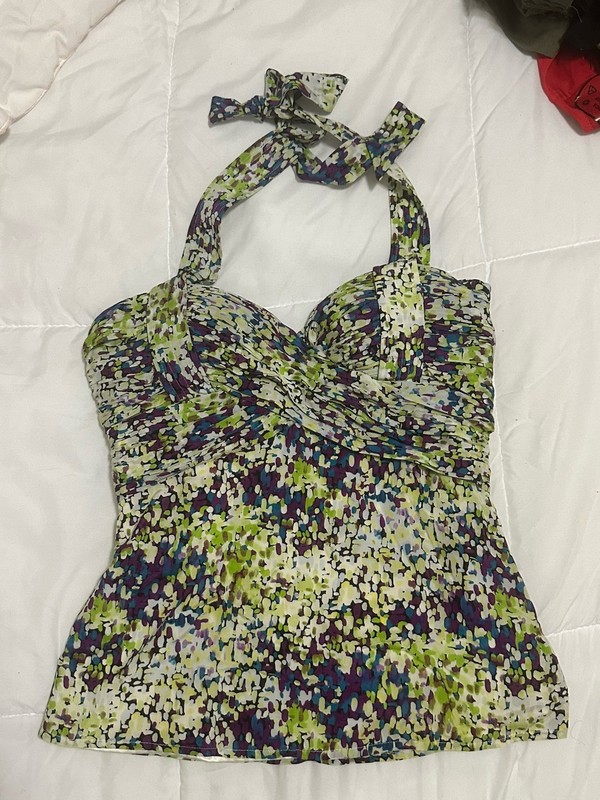Bebe XS Green Purple Tropical Colorful Tank Top