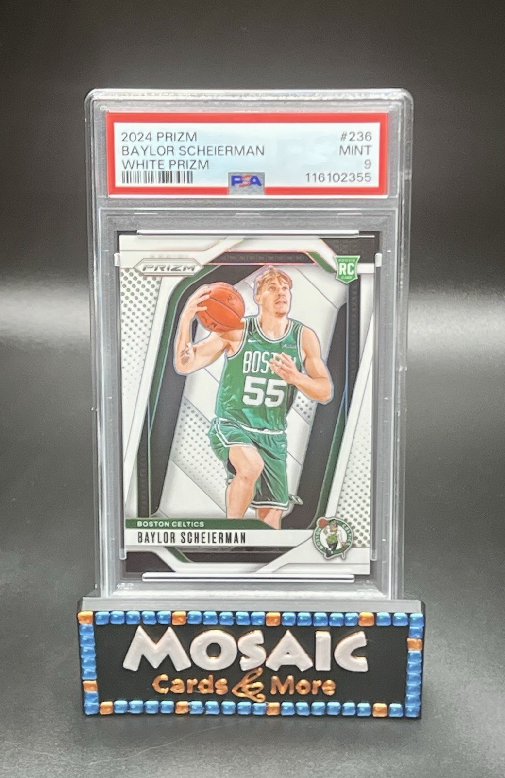 2024 PRIZM WHITE PRIZM #236 BAYLOR SCHEIERMAN ROOKIE RC SP /175 PSA 9 MINT CELTS