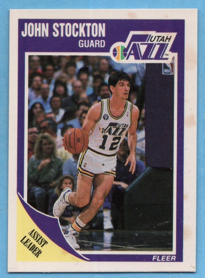 1989-90 Fleer #156 John Stockton EX-EXMINTY MARKED Utah Jazz Hall of Fame A8816