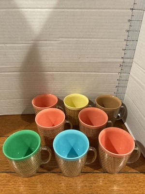 8 Thermo Temp Mallory Randal 1950's Cup/Mugs Raffiaware Picnic Style
