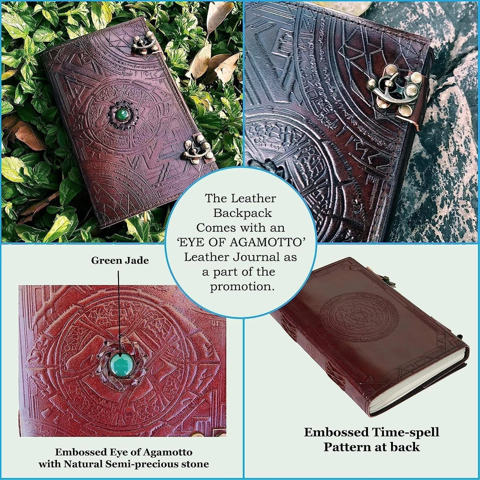 Buffalo Leather Backpack Multi Pockets Daypack Travel Laptop Bag for Men Women - Imagem 3 de 4