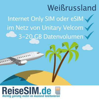Prepaid Internet SIM-Karte oder eSIM für Weißrussland mit 3-20 GB für 30 Tage