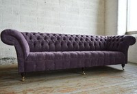 Lila Chesterfield Couch Sofa Polster 4 Sitzer Couchen Sitz Garnitur Sofas Textil