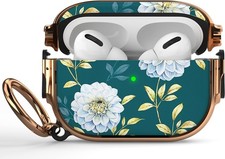 Cute AirPods Pro 2 Case Lock Protective Hard AirPod Pro Cover for Women Floral