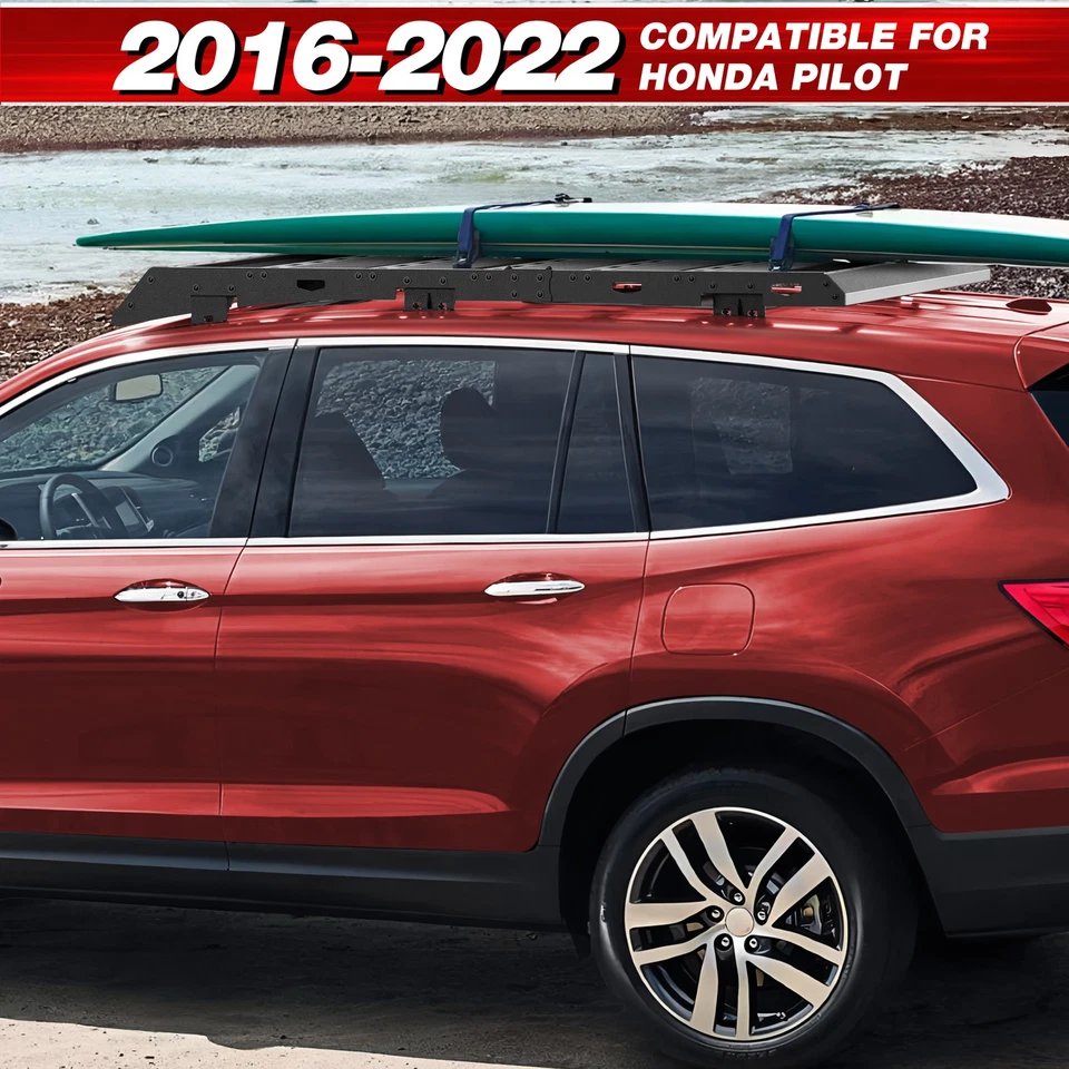 Steel Top Roof Rack Side Rails Luggage Cargo Carrier For 2016-2022 Honda Pilot Foto 2 de 4