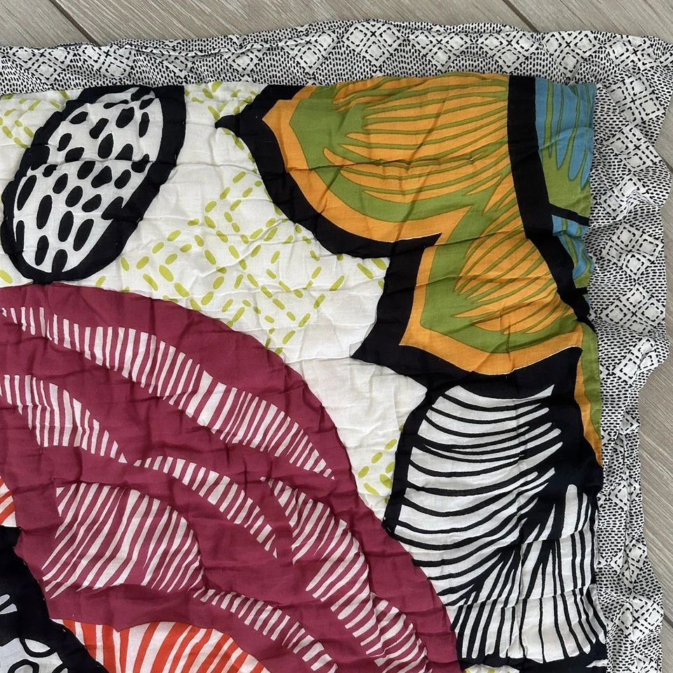 Anthropologie Floral Laelia Twin Size Quilt + Euro Sham Abstract Colorful - Image 4 of 4