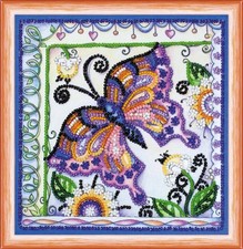 Bead Embroidery Kit "Butterfly in flowers" Beaded Stitching Beadwork