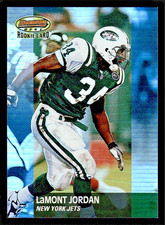 2001 Bowman's Best LaMont Jordan Rookie Card #158 -/1499 - New York Jets. rookie card picture