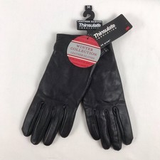 THINSULATE Black Leather Gloves Women s M 40 gr. NWT