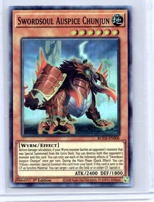 Swordsoul Auspice Chunjun 1st Edition Super Rare Burst of Destiny BODE-EN006 LP