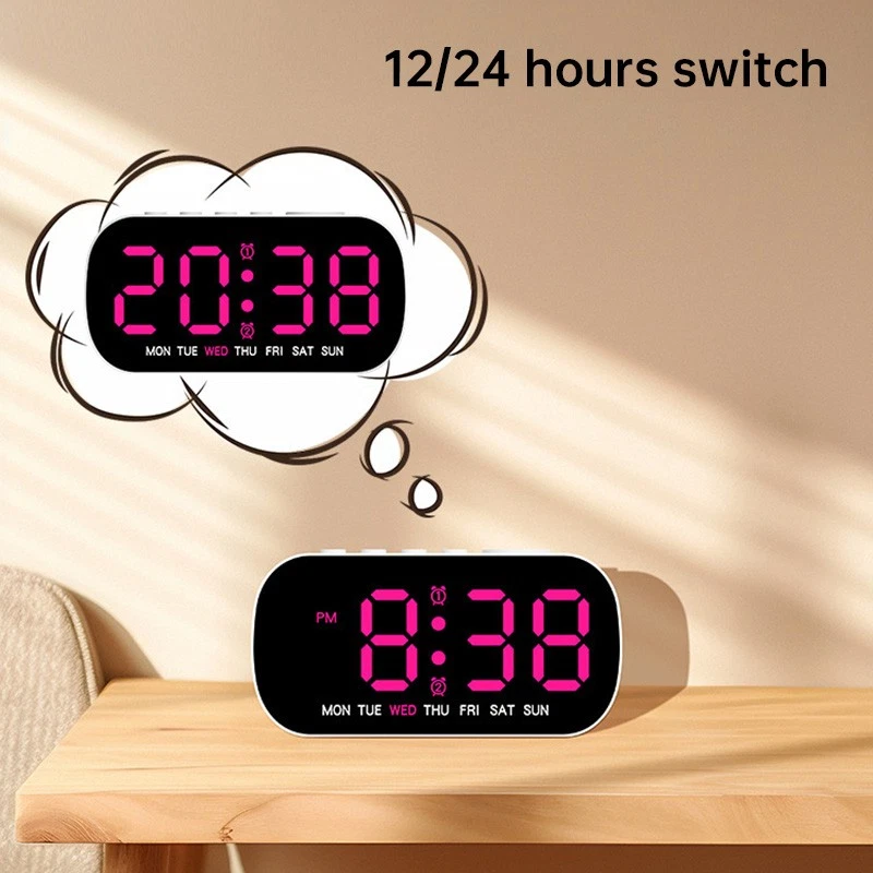 USB Digital Alarm Clock (LED, temp/date/week, dual alarm, snooze, 5-level bright - Image 4 of 4