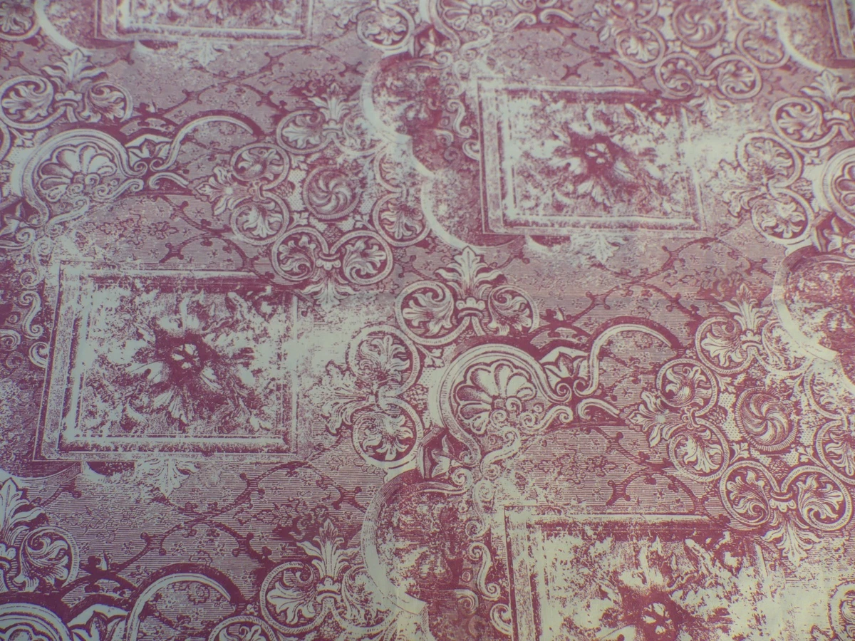 Coupon De Tissu Ancien – Années 40 – Ouatiné Coton Et Broderie Soie – France