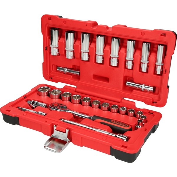 "Ks-Tools 958.0627 3/8\" Chromeplus SteckschlüSsel-Satz 27-Tlg. Chrom Vanadium 5°"-image