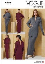 Vogue V2076 Sewing Pattern Misses' Knit Lounge Dress Skirt Size Y5 (18-26) UNCUT