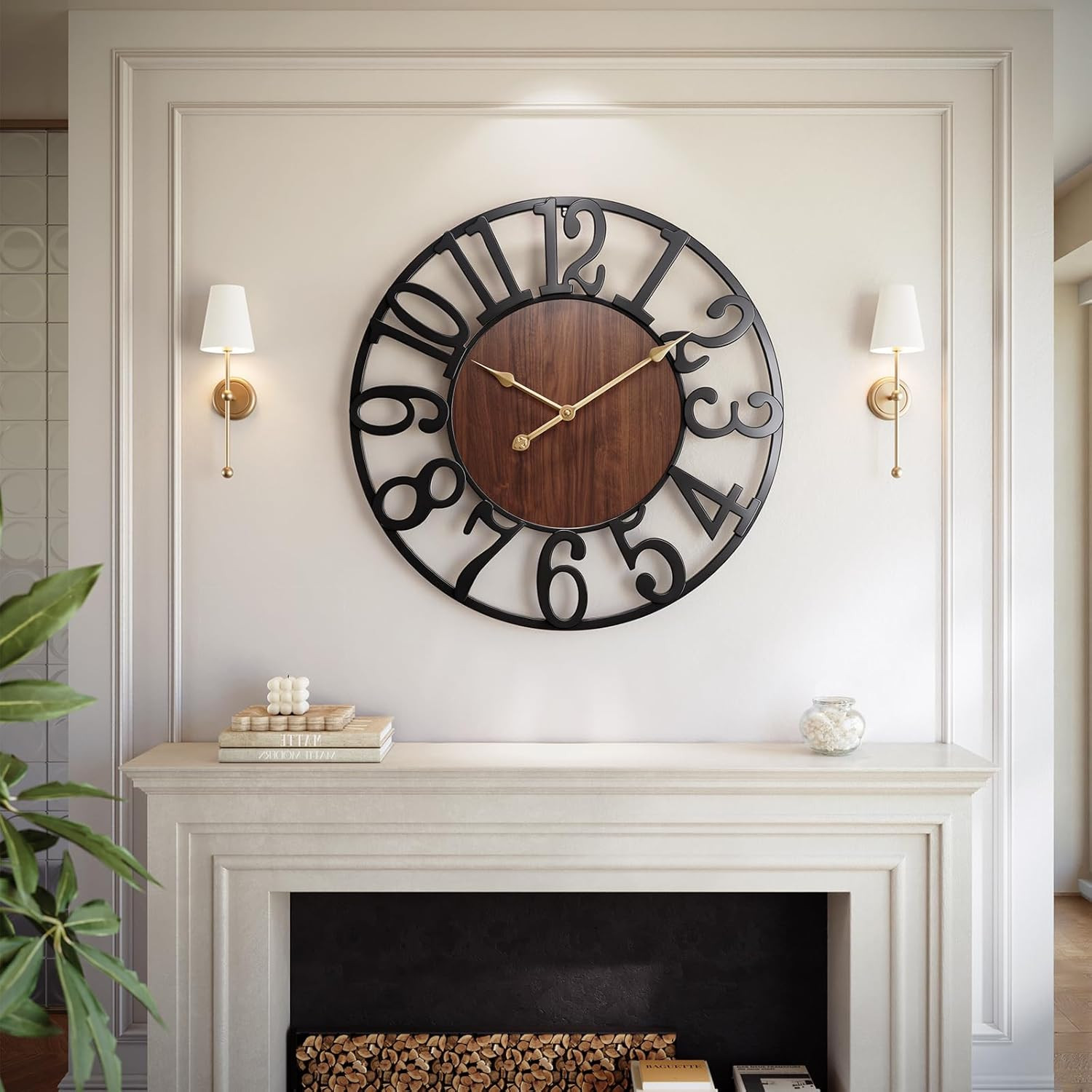 32" Silent Oversized Wall Clock - Arabic Numerals for Home Decor, Battery Operat