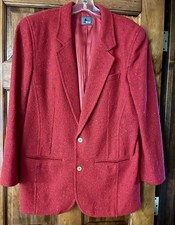 Lizwear Liz Claiborne Blazer Speckle Red Tweed Wool Academia Preppy Sz 14 Y2K