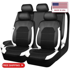 CAR PASS Universal Leather Car Seat Covers Full Set with Sporty Design, Breathab