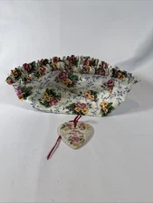 Longaberger 1995 Mothers Day Basket Floral Fabric Liner & Tie-On Vintage