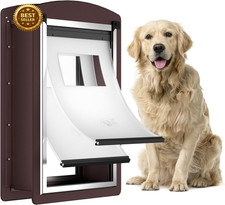Large Dog Door for Wall Steel Frame Magnetic Flap Double Lock Panels Pet 100 Lbs