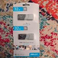 2x New PNY 32GB Turbo Attach  3 USB 3.0 Flash Drive - P-FD32GTBOP-GE 