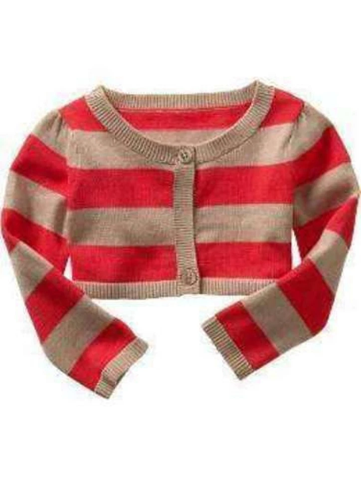 Baby Gap Mädchen Streifen Cropped Cardigan Achselzucken Pullover Top Shirt orange hellbraun 12-18 M