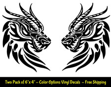 Dragon Pair Mirrored 6" x 4" Vinyl Decal Car Truck Window Laptop Tablet Notebook