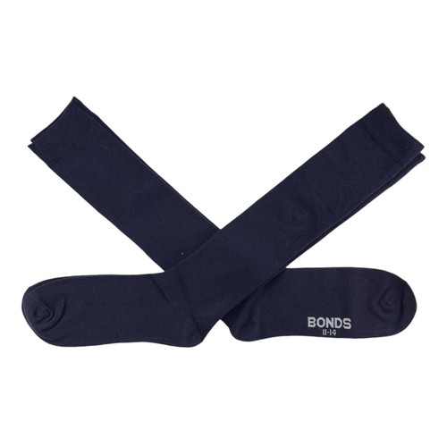 2 Pairs X Bonds Kids Unisex Everyday School Knee High Navy Socks - Picture 2 of 4