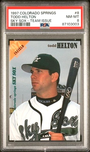 1997 Colorado Springs Sky Sox Team Issue Todd Helton #8 -PSA 8 RARE, Pop 3 (0 ↑)