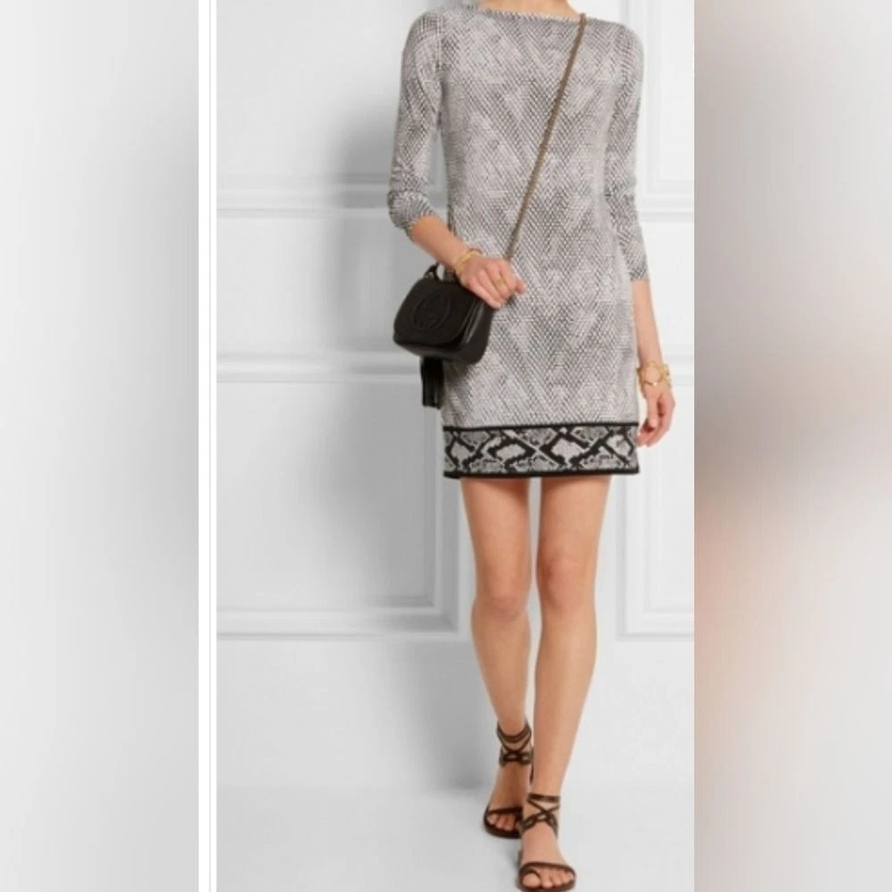 Abito Michael Kors nero bianco stampa rettile pelle di serpente taglia M jersey elasticizzato