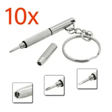 10pcs 3in1 Eyeglass Screwdriver Tool Kit Keychain Glasses Watch Phone Repair US