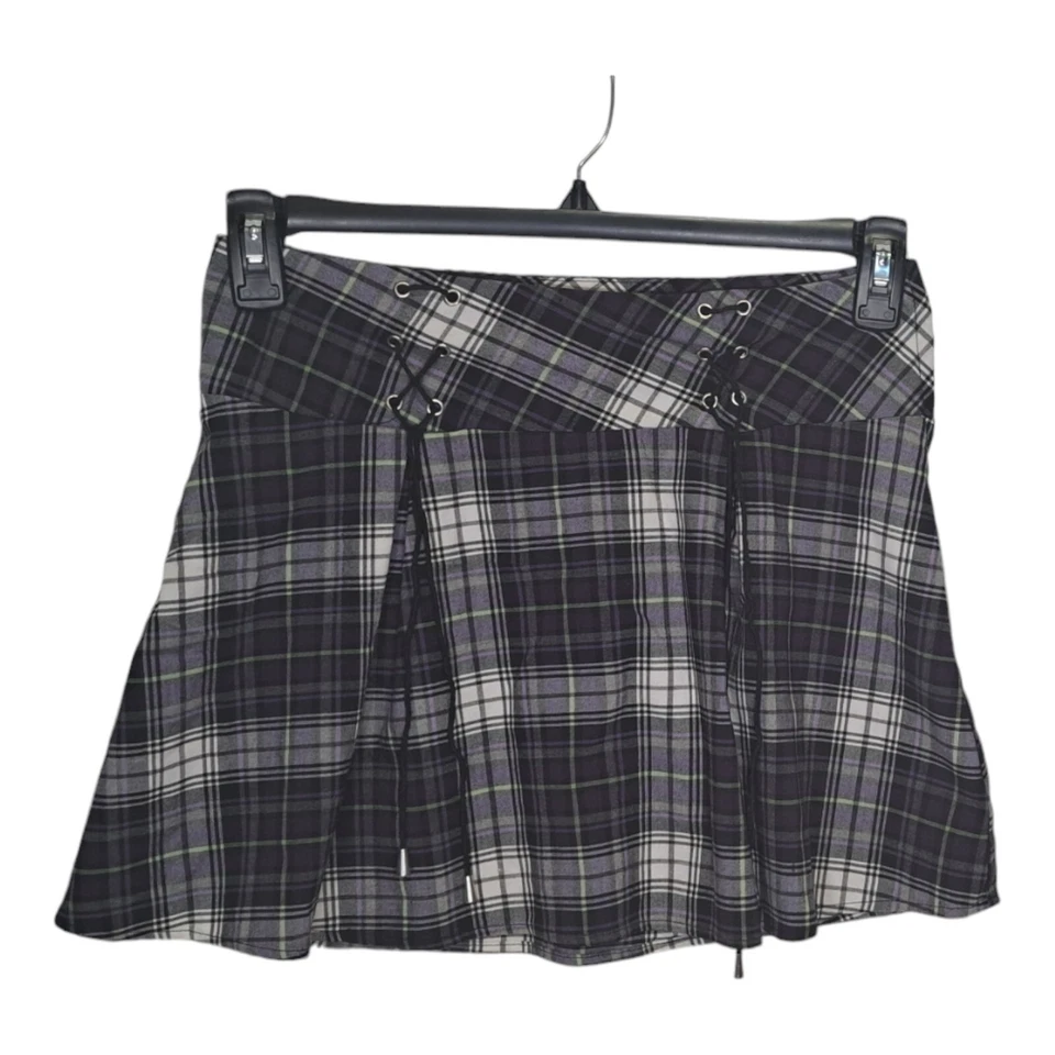 Minifalda grande a cuadros gótica Y2K de colección púrpura punk rock grunge escuela academia Foto 3 de 4