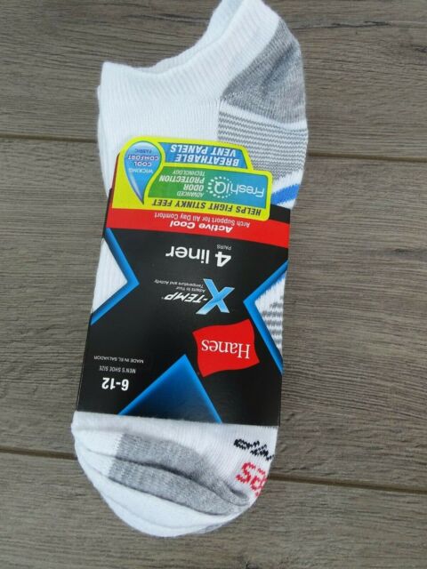 Hanes Men/'s No-Show Socks 4-Pack FreshIQ X-Temp Arch Support Ventilation Wicking