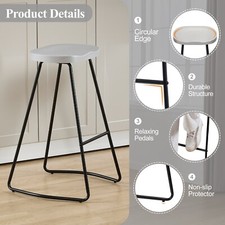 Bar Stools Set of 4 Round Bar Chairs Kitchen Breakfast Bar Stools with Wood seat