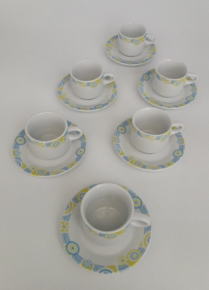 Lotto x24 Tazzine Caffè Iride Persone Con Piattino Impilabile Porcellana - Immagine 3 di 4