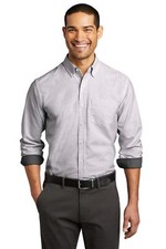 Port Authority Mens Long Sleeve SuperPro Oxford Stripe Dress Shirt W657