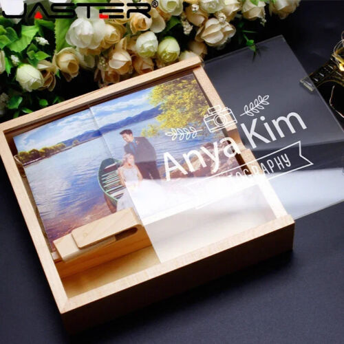 USB Flash Drives 128GB Photo Album Wooden Box Photography Wedding Anniversary US - Picture 2 of 29