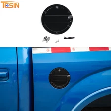 For 2015-2020 Ford F-150 Black Locking Gas Tank Cap Fuel Filler Door Cover Trim