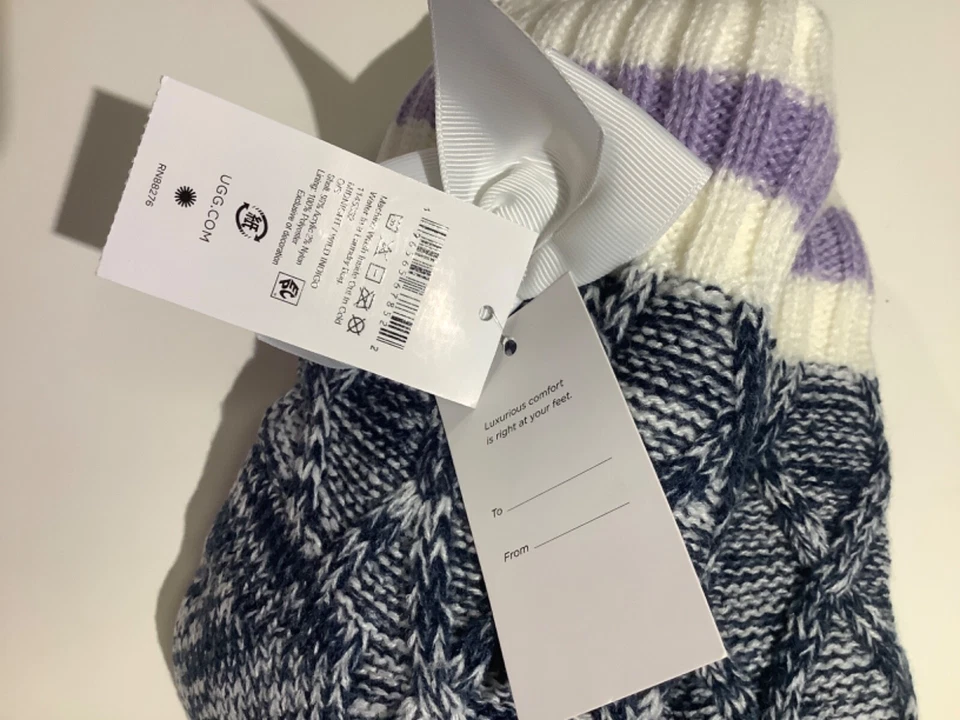 UGG Deedee Sherpa Forrado Tejido Cuarto Calcetines Botines Talla Única Gris Marl Lila Nuevo con Etiquetas Foto 3 de 4