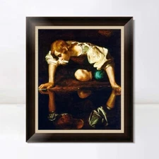 Framed Canvas Art Narcissus by Michelangelo Merisi da Caravaggio 20"x24"