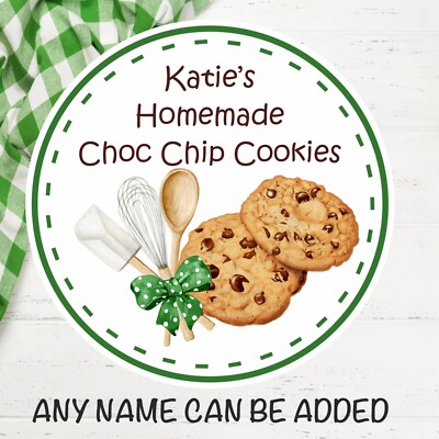 39 personalisierte hausgemachte Choc Chip Plätzchen Backen Kekse Etiketten Aufkleber Boxen,