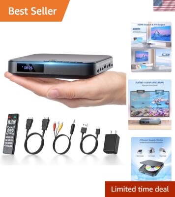 Portable DVD Player for TVs - HDMI, All Region Free, USB/TF Card, Remote Control