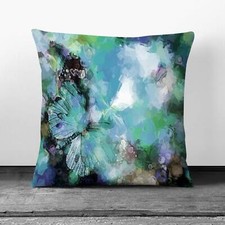 Plump Cushion Butterfly Upon a Flower in Blue in Scatter Throw Pillow Cover