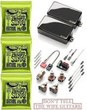 EMG 81 + 60 BLACK CHROME HUMBUCKER SET SHORT SHAFT POTS ( 3 ERNIE BALL #2221 )