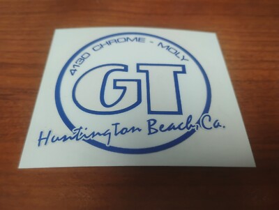 Old School BMX - 1986 GT Blue & White Huntington Beach Coin Decal 2 1/4''x2 1/4''