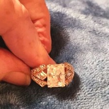 Vintage Gold Over Sterling Silver Vermeil Clear CZ Band Ring Size 8.75